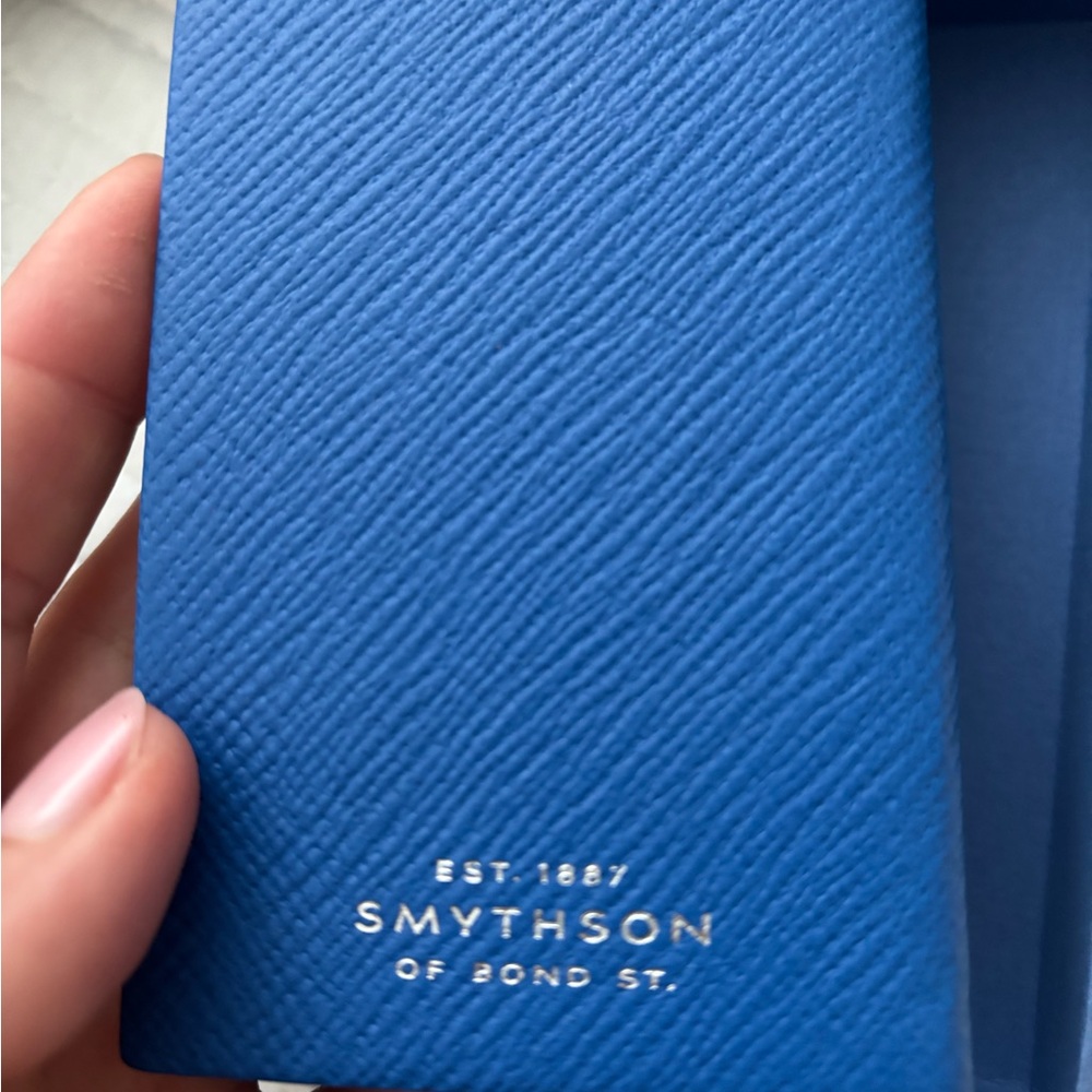 Smythson Panama notebook in cerulean blue brand new